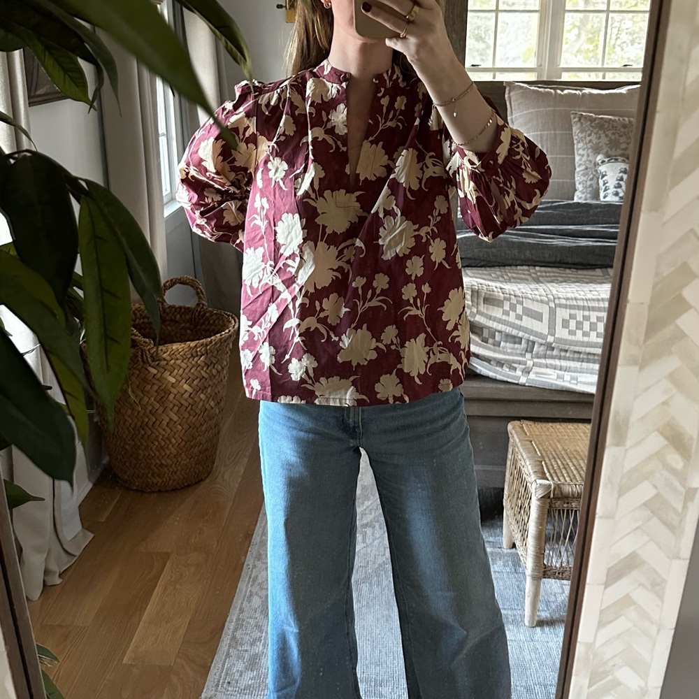NWT BAILEY BLOUSE PORT SHADOW Floral Maroon Women's Top